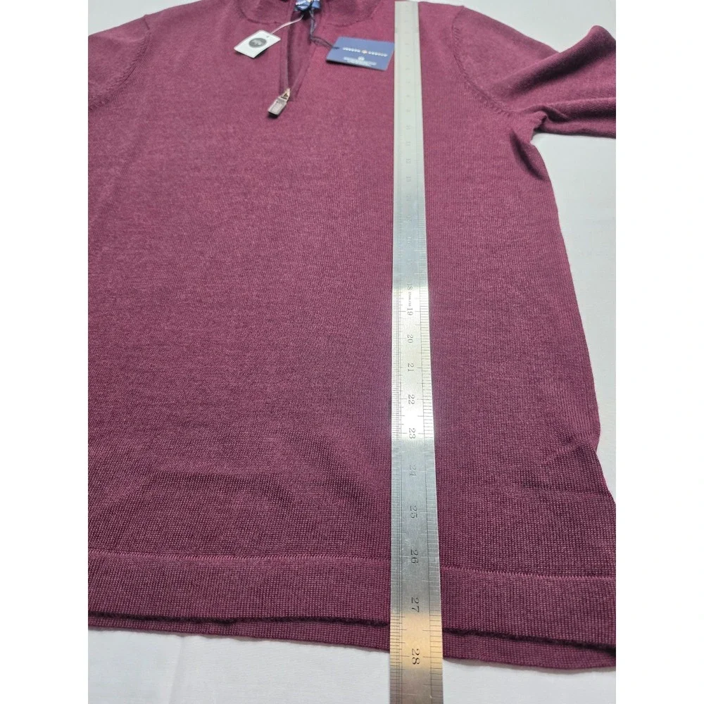 Joseph Abboud Sweater Men's Medium Burgundy Tight Knit Modern Fit Quarter Zip